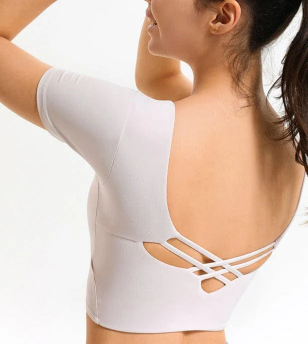 Cross Straps Short Sleeve Active Top - Image 6