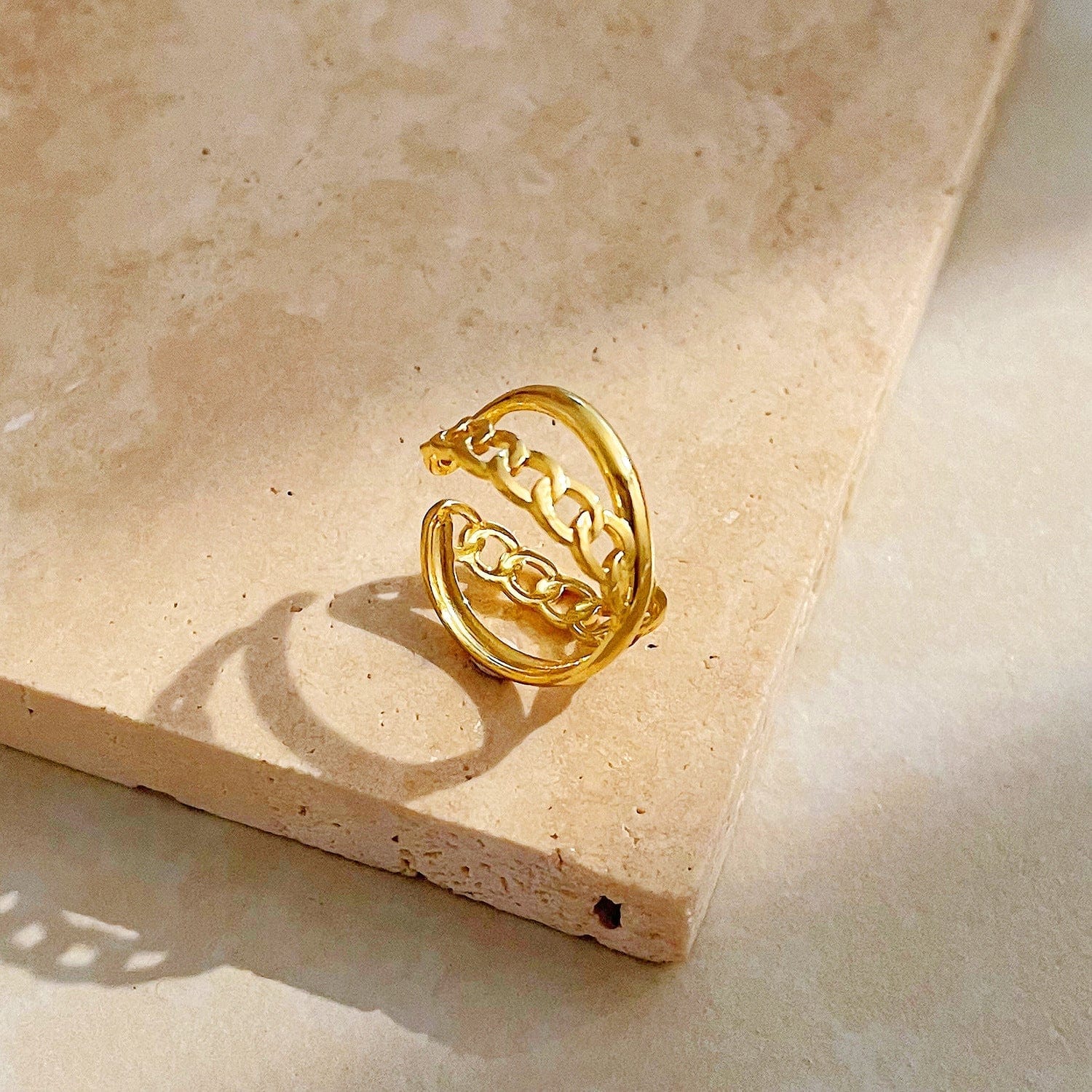 Crossing Chain 18K Gold-Plated Ring - Image 2