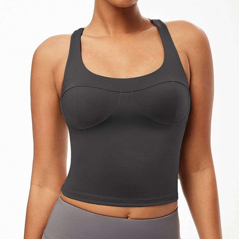 Crossover Racerback Lined Bra Fitness Tank Top - Image 3