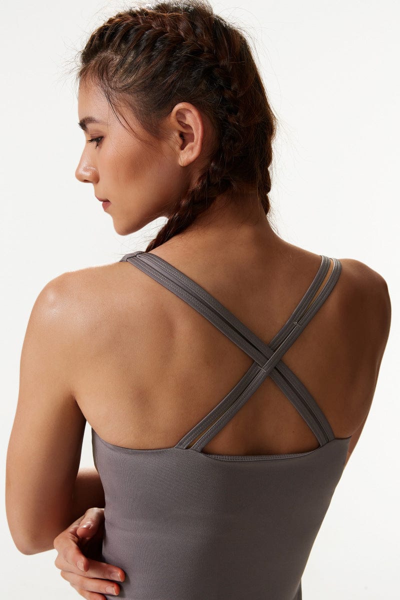 Crossover Racerback Lined Bra Fitness Tank Top - Image 7