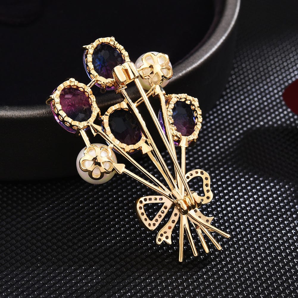 Crystal and Pearl Balloons Brooch with Bow - Image 3