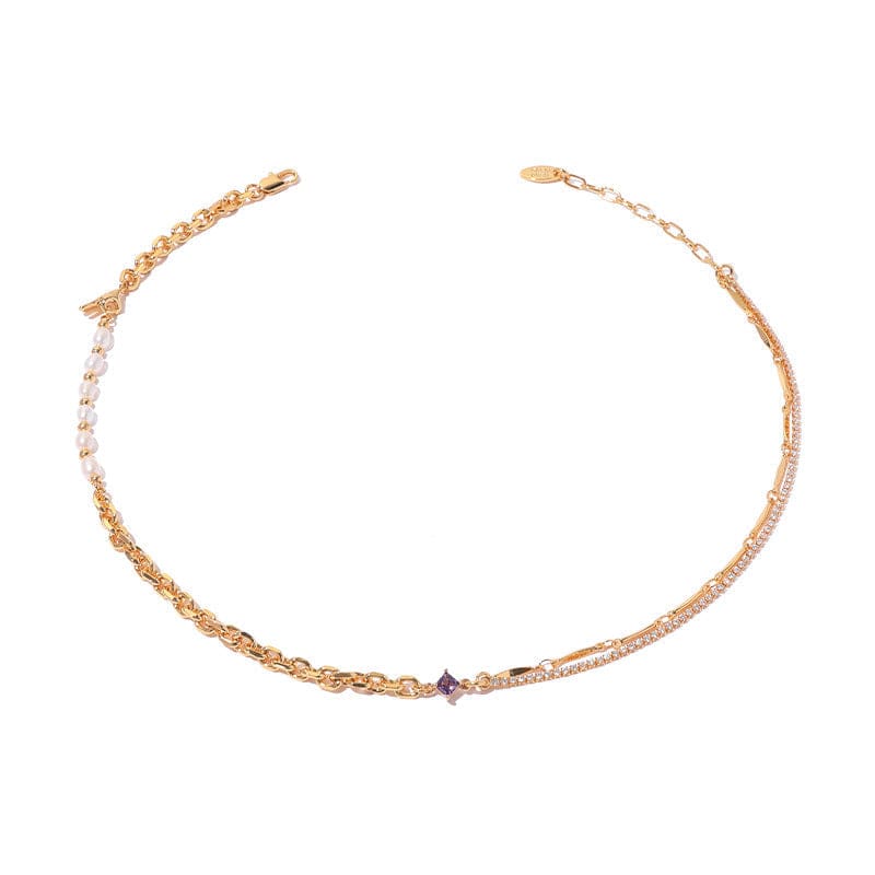 Crystal, Chains, & Pearls Gold Necklace - Image 4