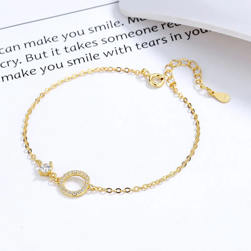 Crystal Circle 925 Sterling Silver Bracelet