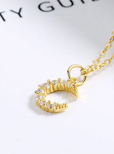 Crystal Embellished Moon 925 Sterling Silver Necklace - Image 3