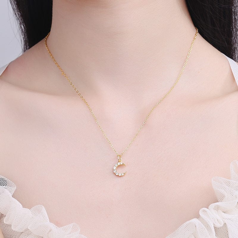 Crystal Embellished Moon 925 Sterling Silver Necklace - Image 5