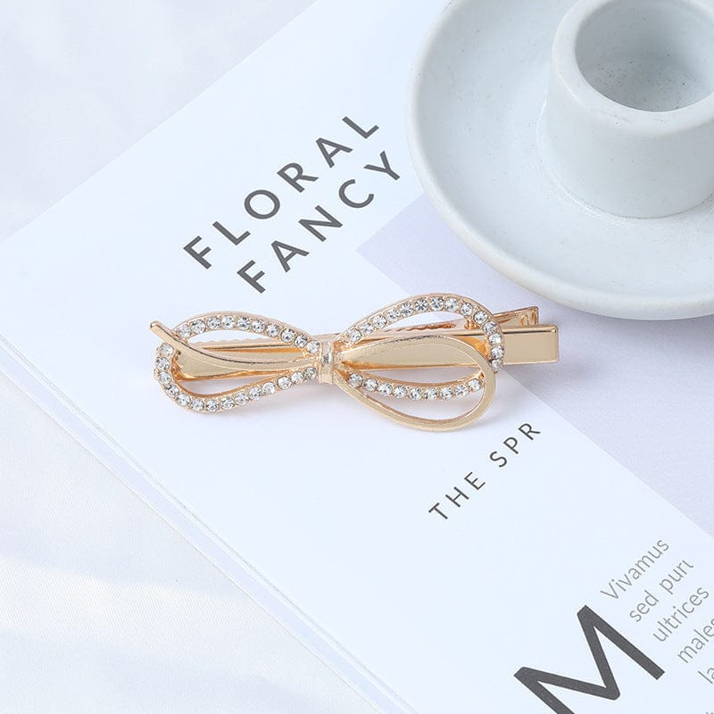Crystal Embellished Round Bow Hair Pin - Image 3