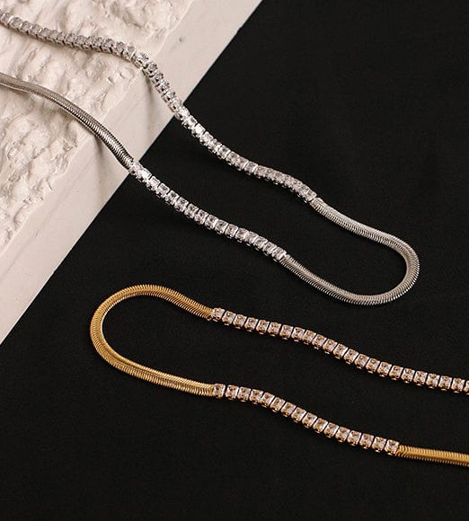 Crystal Embellished Snake Bone Chain Necklace - Image 2