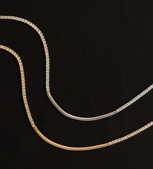 Crystal Embellished Snake Bone Chain Necklace - Image 3