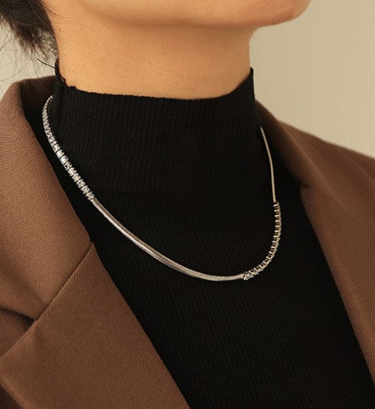 Crystal Embellished Snake Bone Chain Necklace - Image 4