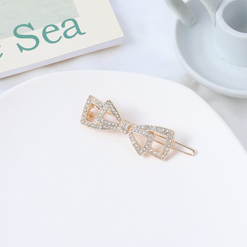Crystal Embellished Triangular Bow Hair Pin - Image 2