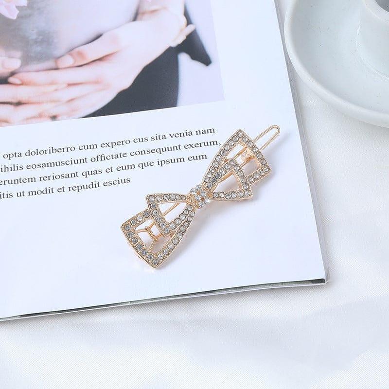 Crystal Embellished Triangular Bow Hair Pin - Image 4