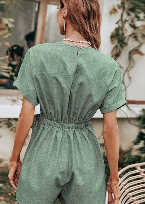 Cuffed Sleeve Skirt Overlay Romper - Image 2