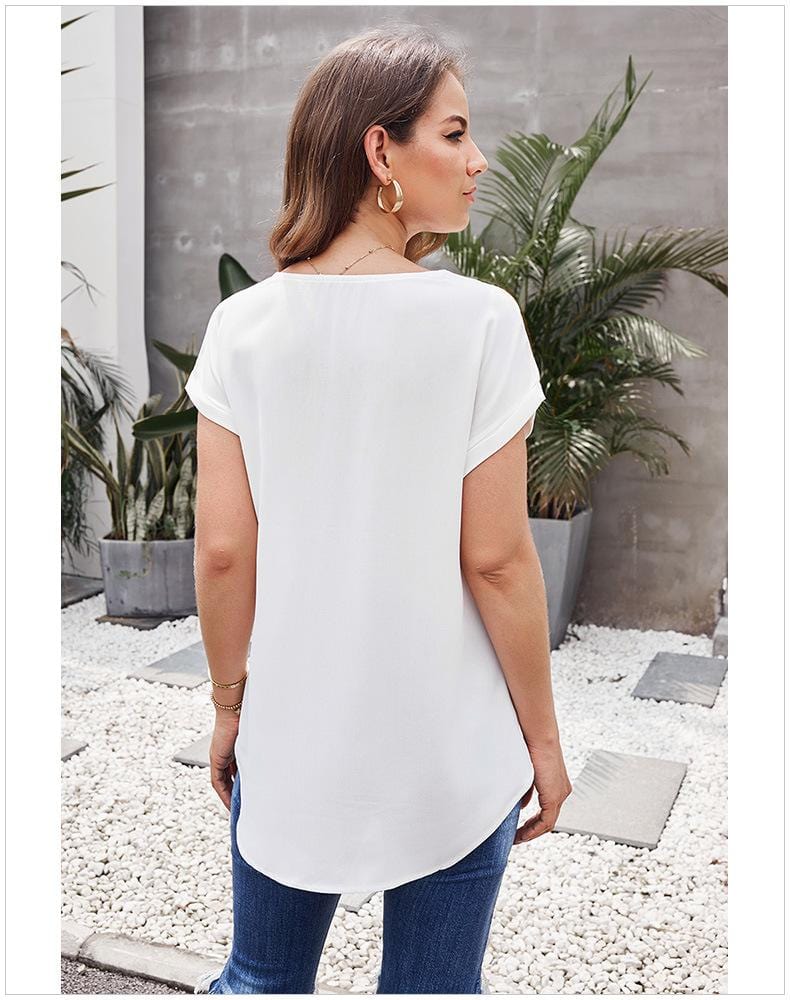 Cuffed Zipper Chiffon Blouse - Image 14