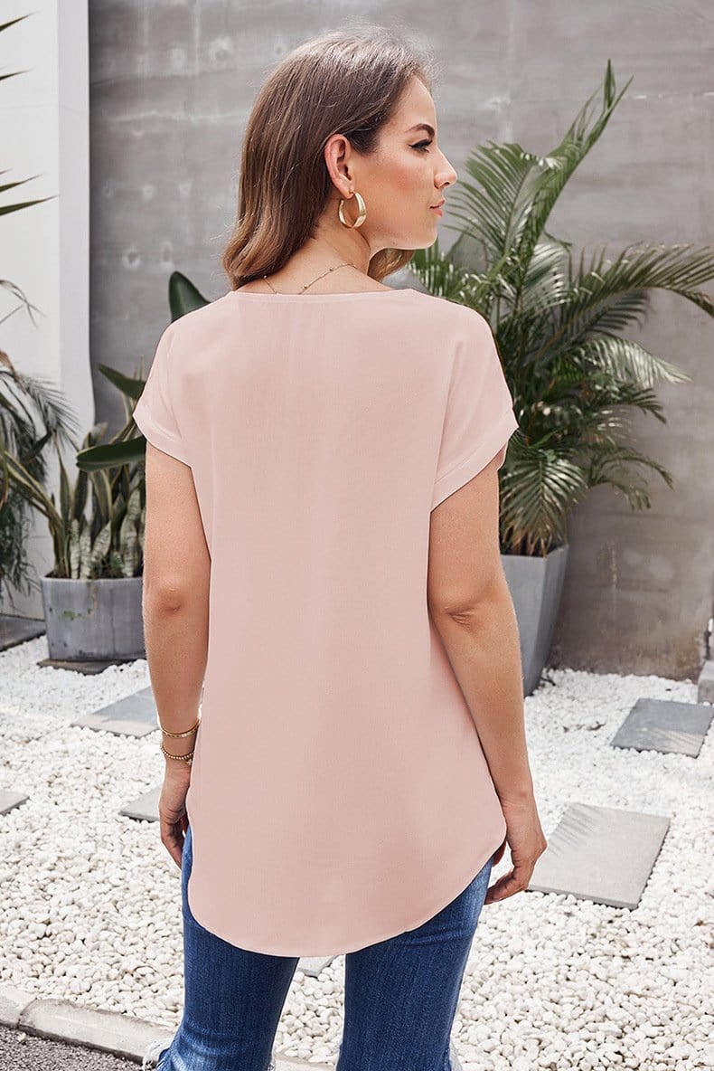 Cuffed Zipper Chiffon Blouse - Image 4