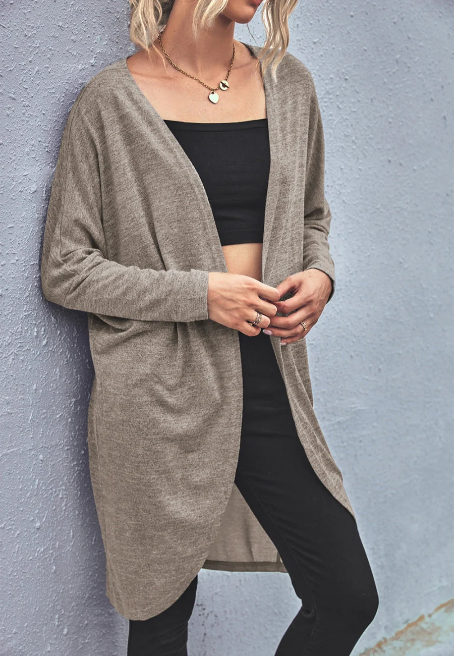 Curved Open Front Light Cardigan - Image 3