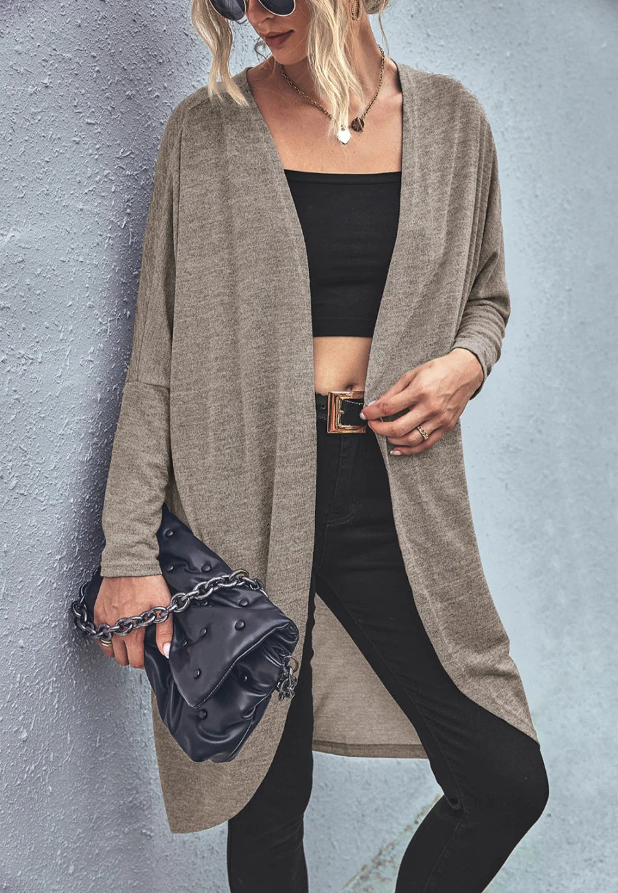 Curved Open Front Light Cardigan - Image 4