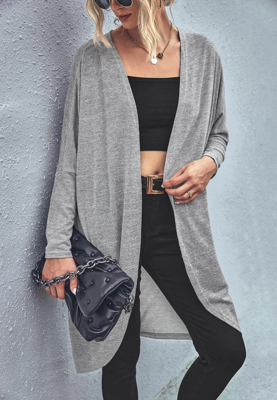 Curved Open Front Light Cardigan - Image 7