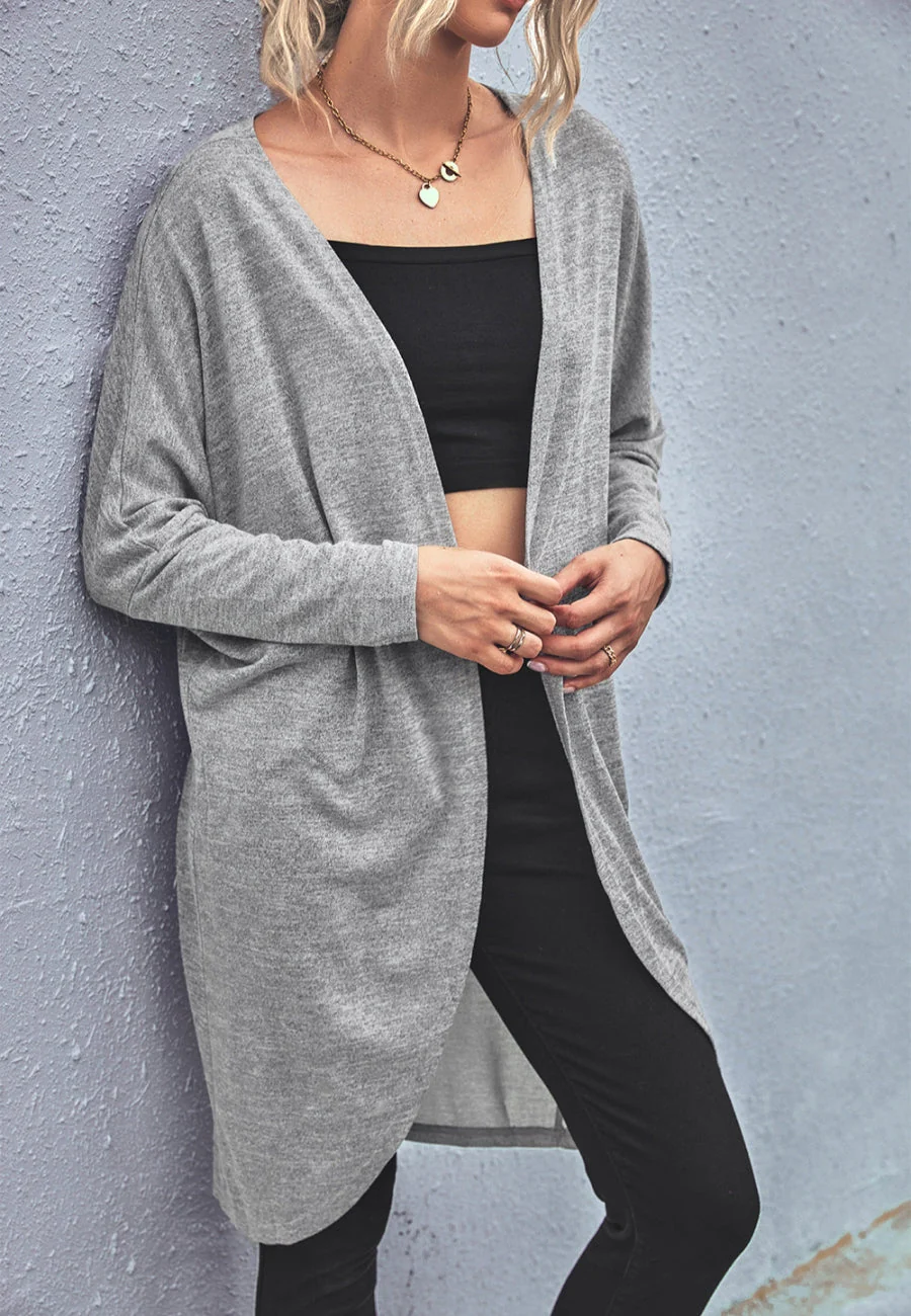 Curved Open Front Light Cardigan - Image 8