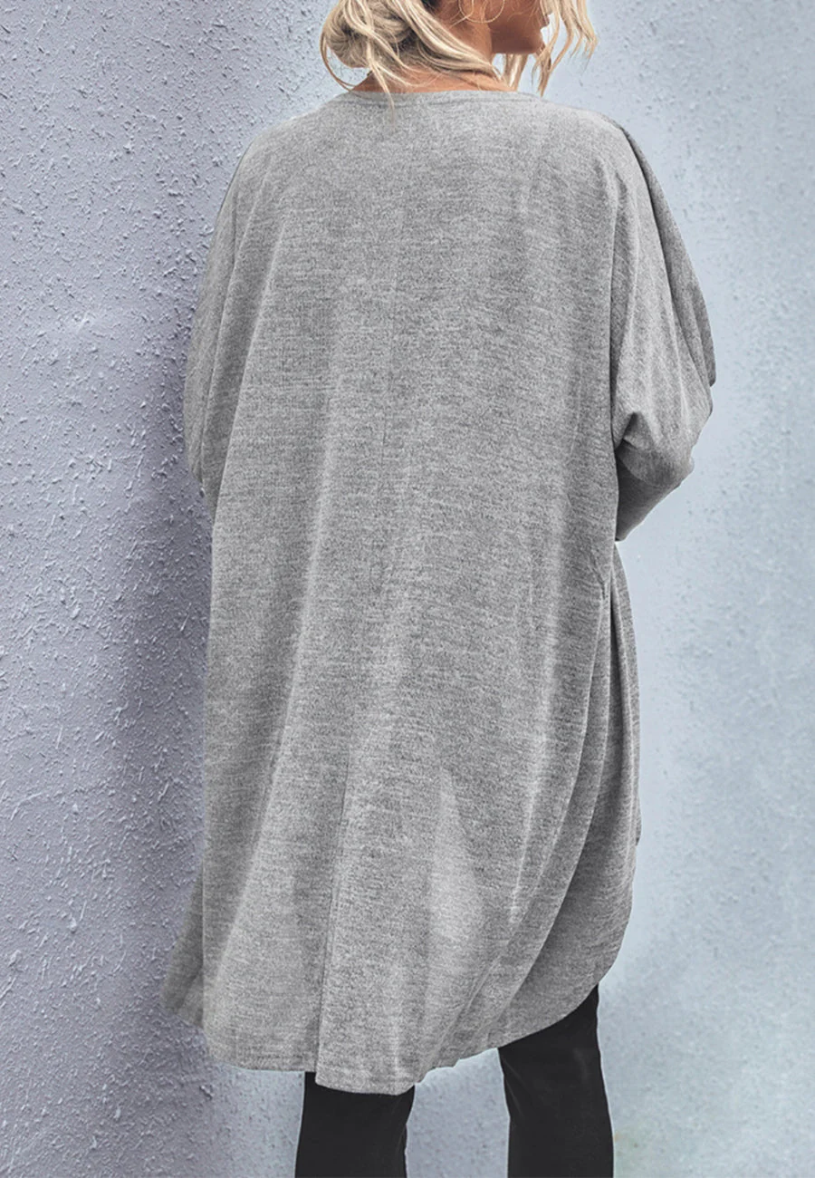 Curved Open Front Light Cardigan - Image 9