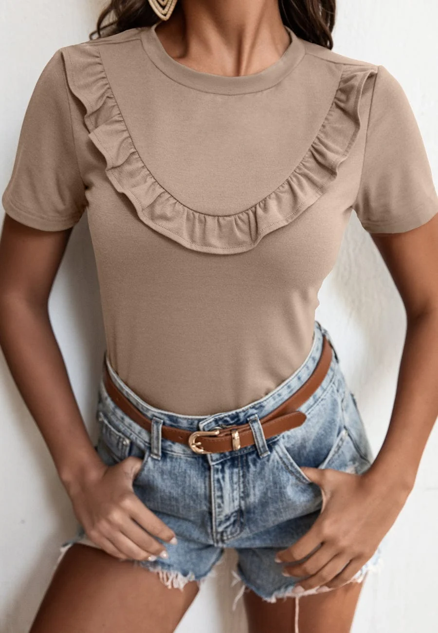 Curved Ruffle Front T-Shirt - Image 12