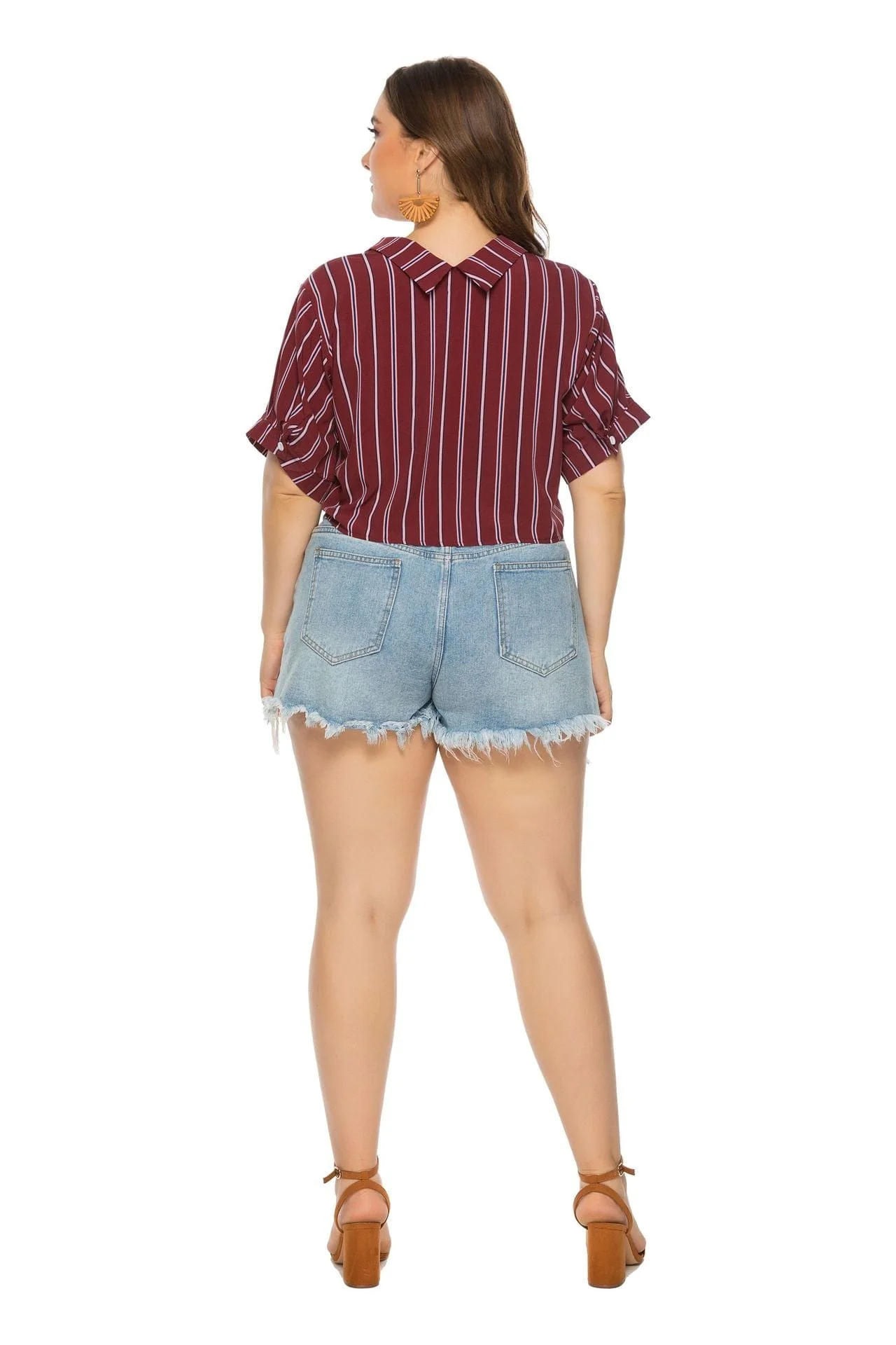 Curvy Knot Hem Button Down Polo - Image 4