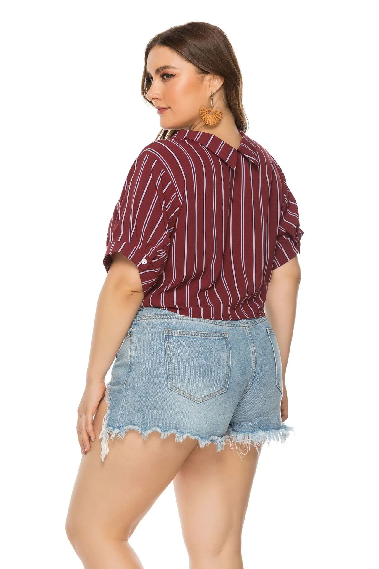 Curvy Knot Hem Button Down Polo - Image 5