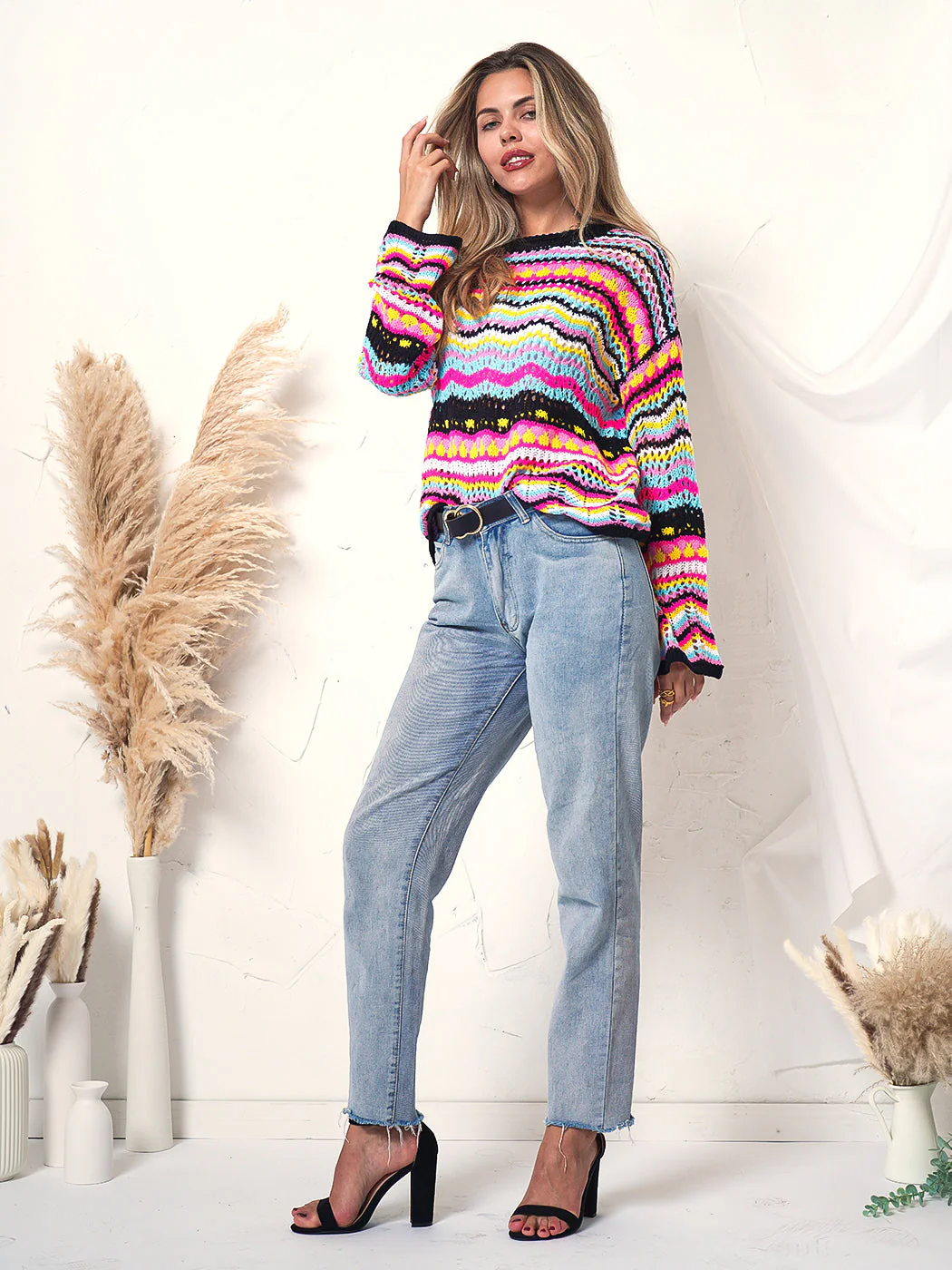 Cut Out Knitted Boho Sweater - Image 10