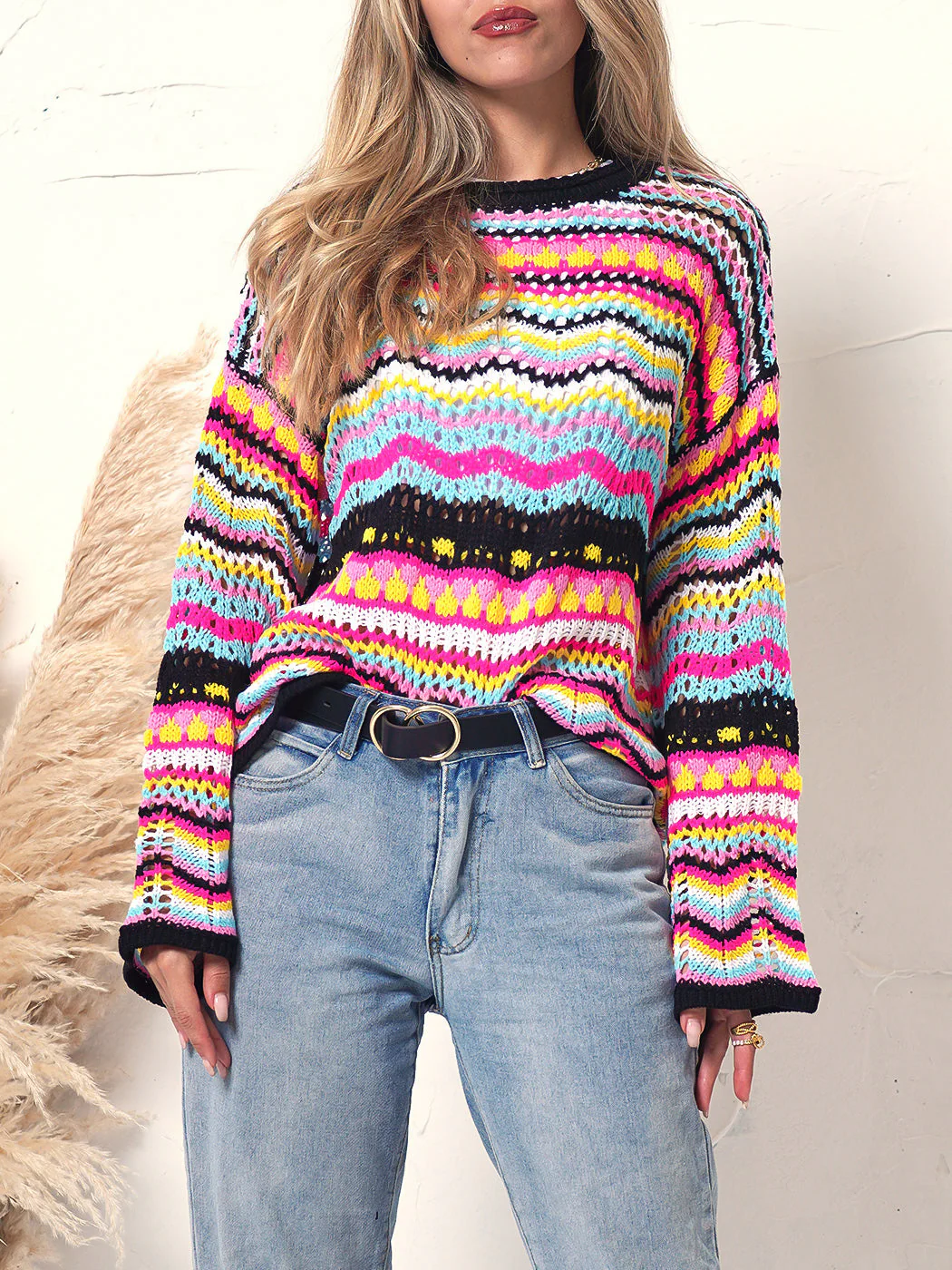 Cut Out Knitted Boho Sweater - Image 11