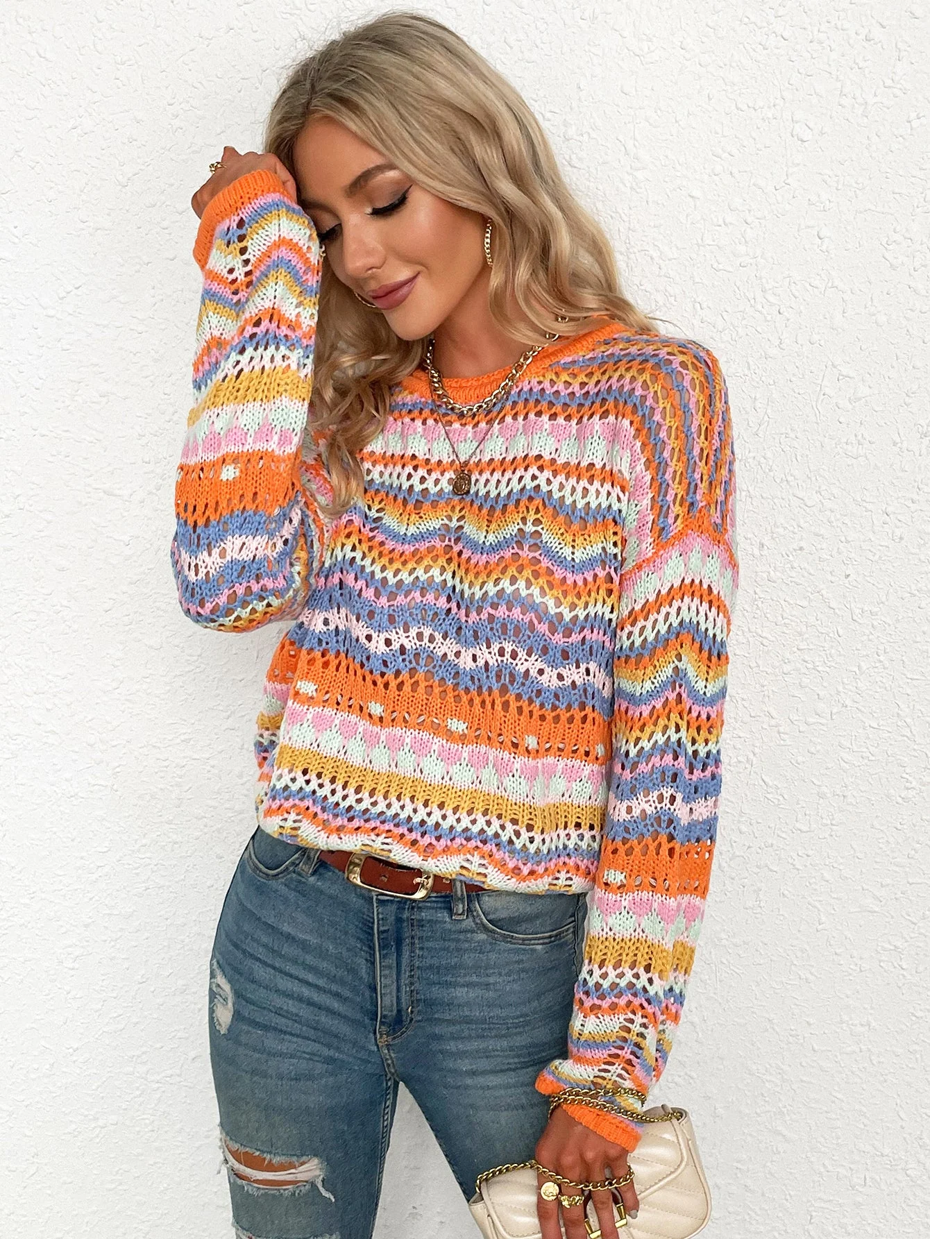 Cut Out Knitted Boho Sweater - Image 17