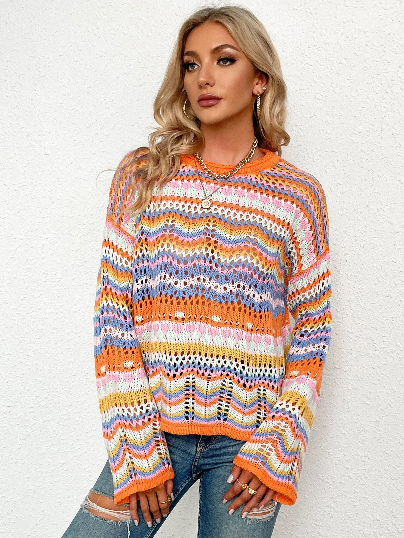Cut Out Knitted Boho Sweater - Image 19
