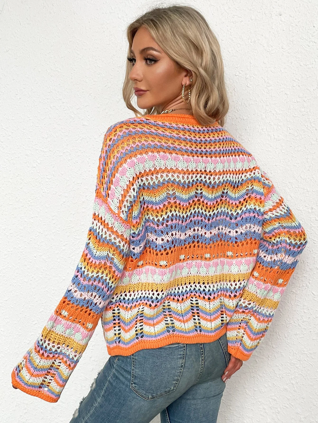 Cut Out Knitted Boho Sweater - Image 21