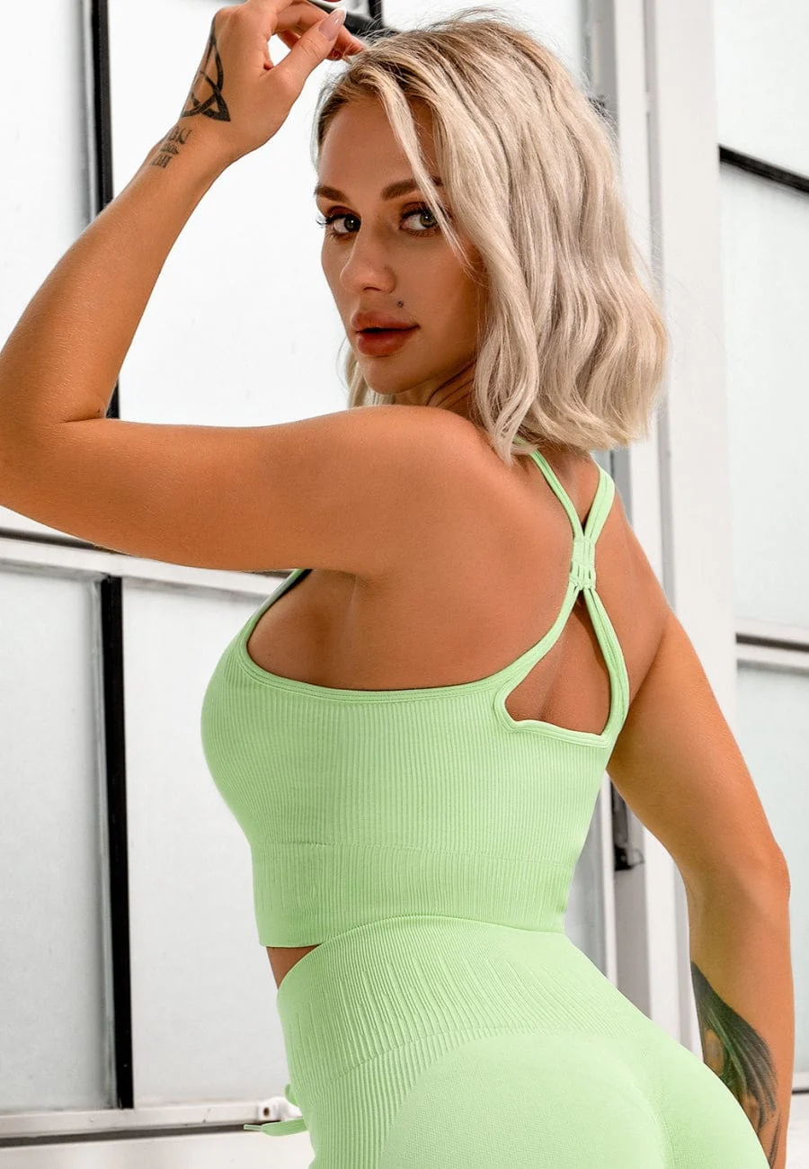 Cut-Out Strappy Racer Longline Sports Bra Tank - Image 7