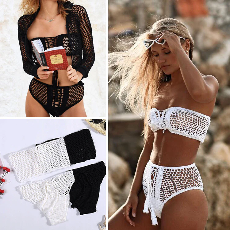 Cut Out Tying High Waisted Cheeky Bikini Set