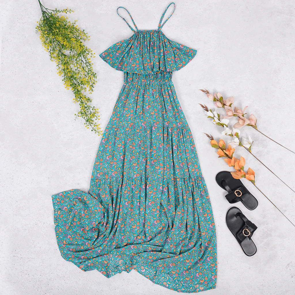 Dainty Ruffle Maxi Boho Dress - Image 8