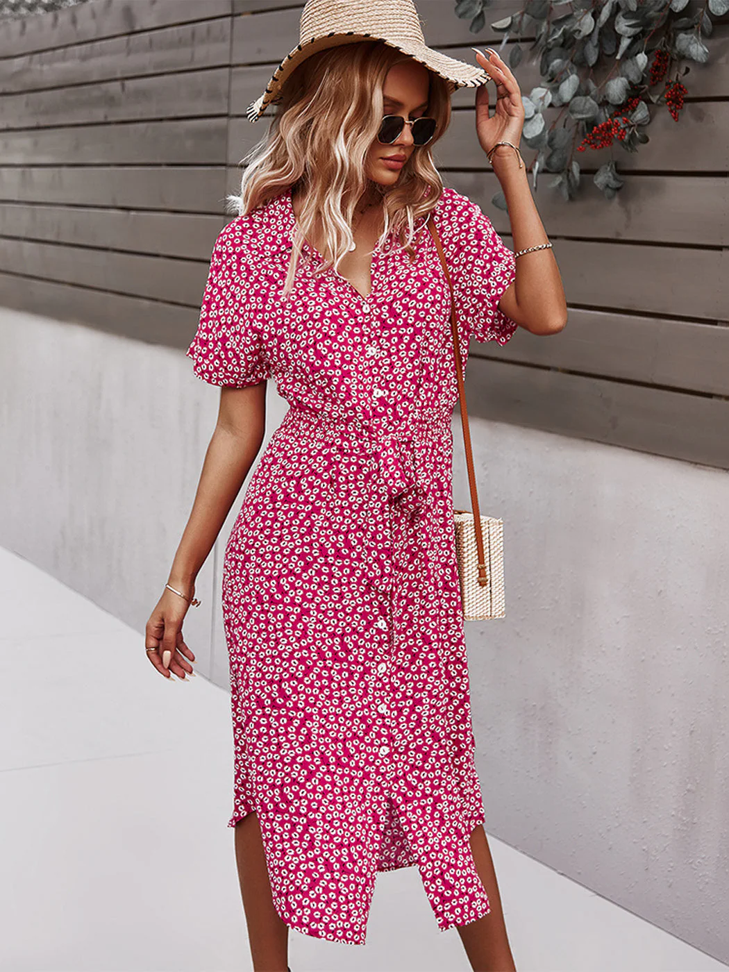 Daisy Button Down Smocked Collar Dress - Image 11