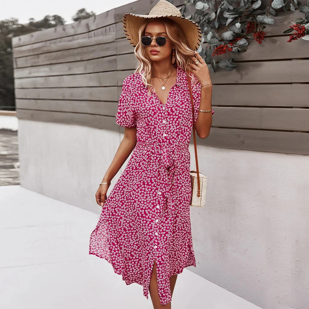 Daisy Button Down Smocked Collar Dress - Image 7
