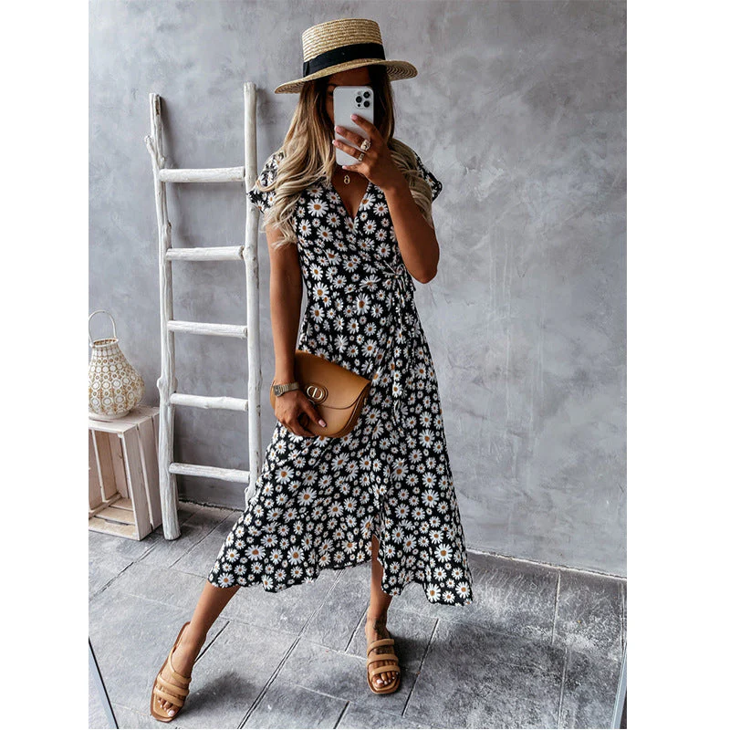 Daisy Sunrise Wrap Tie Dress