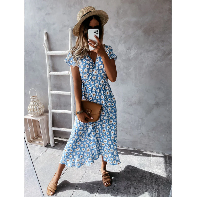 Daisy Sunrise Wrap Tie Dress - Image 4