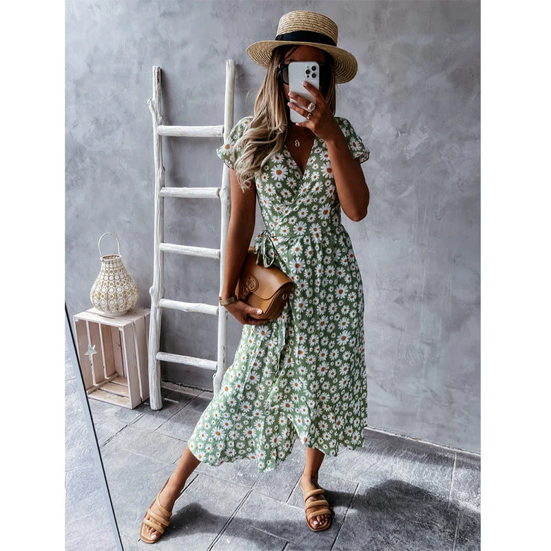 Daisy Sunrise Wrap Tie Dress - Image 6