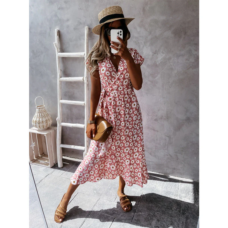 Daisy Sunrise Wrap Tie Dress - Image 7