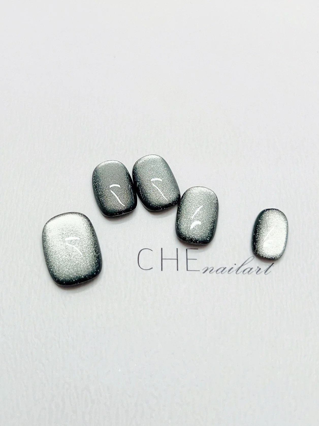Dark Green Cat Eye Nail Beauty UV Short Square Circle - Image 3