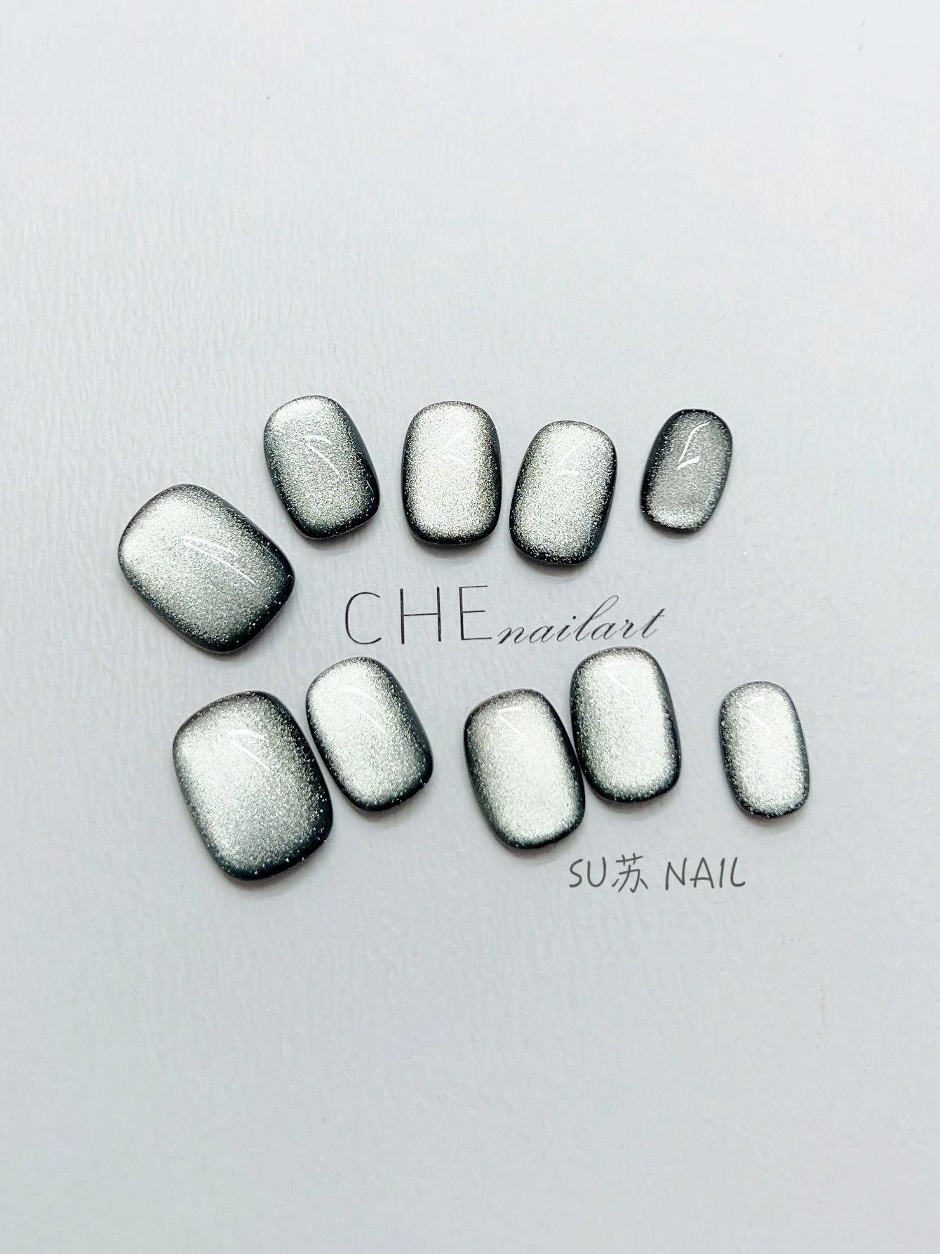 Dark Green Cat Eye Nail Beauty UV Short Square Circle - Image 4