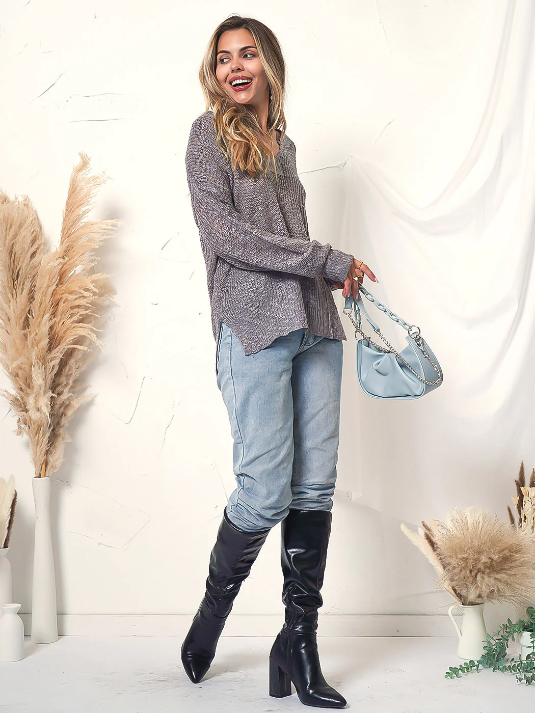 Deep U Neck Knitted Long Sleeve - Image 6