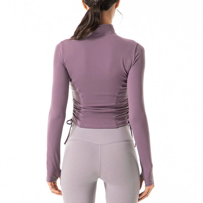 Defining Contouring Seam Drawstring Ruched Zip Fitted Jacket - Image 10