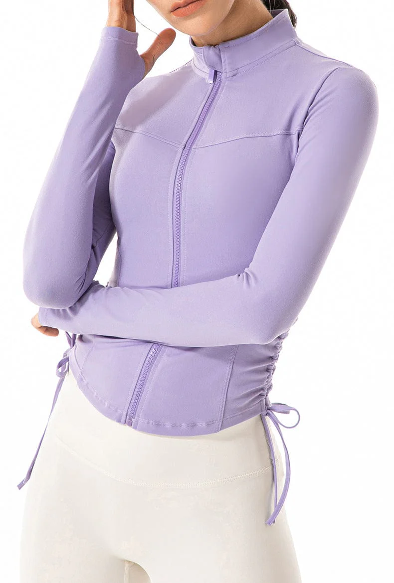 Defining Contouring Seam Drawstring Ruched Zip Fitted Jacket - Image 6