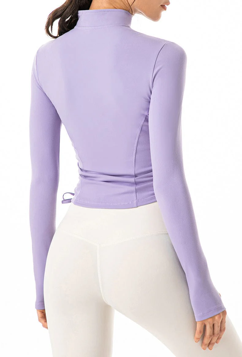 Defining Contouring Seam Drawstring Ruched Zip Fitted Jacket - Image 8