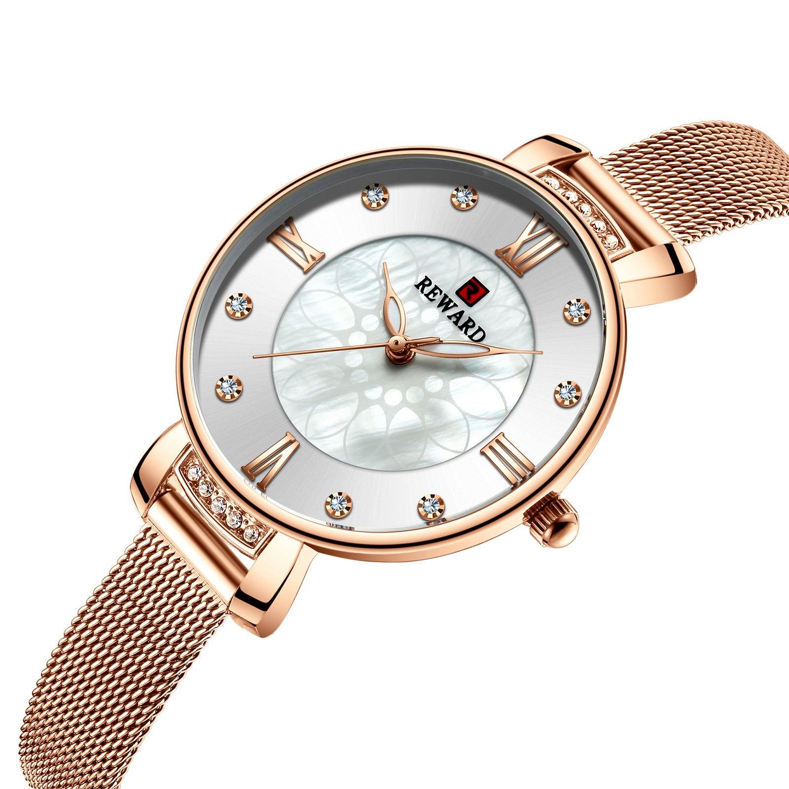Delicate Shell Diamond Milanese Mesh Strap Ladies Watch - Image 5