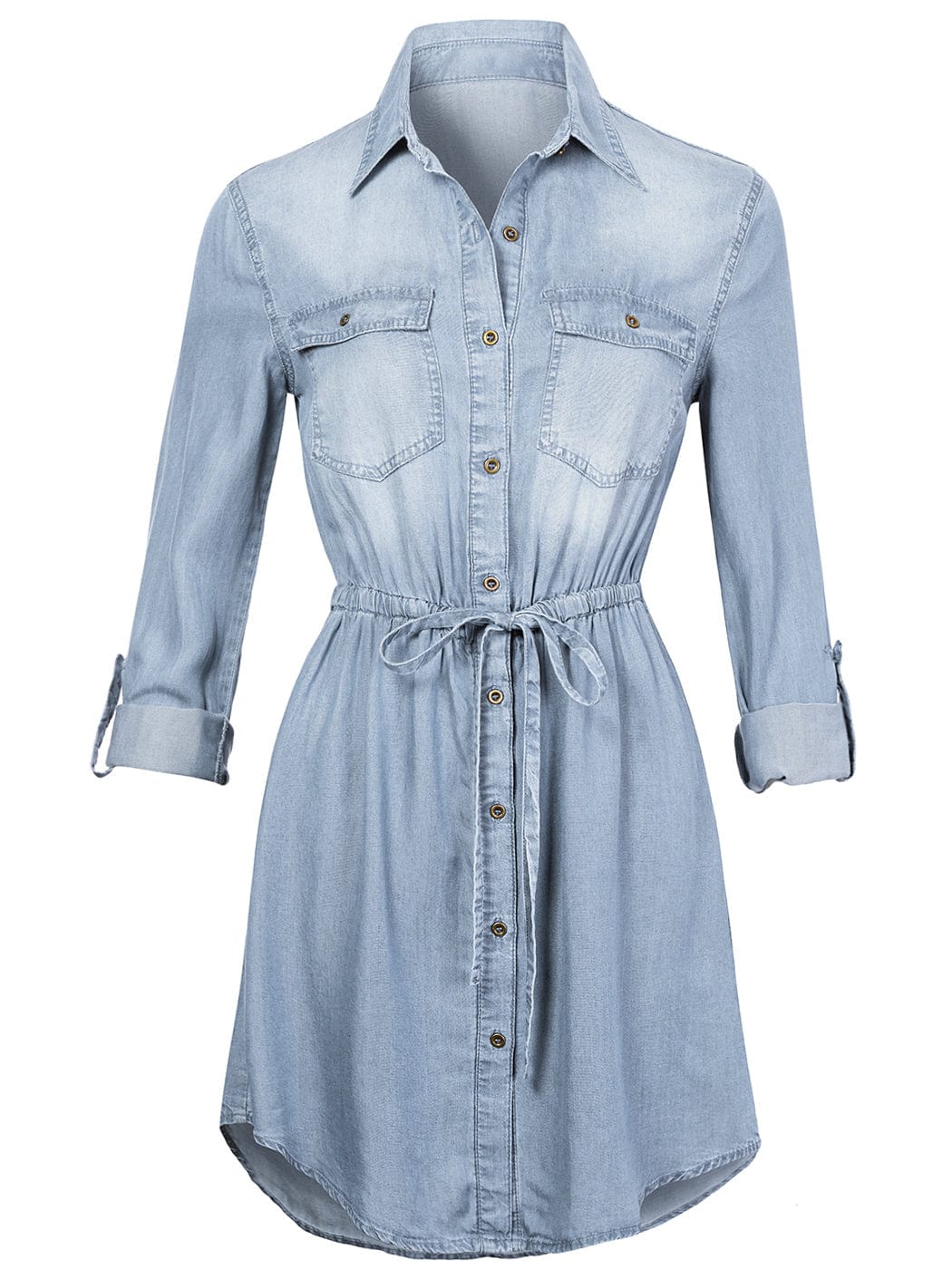 Denim Long Sleeve Jean Shirt Dress - Image 15