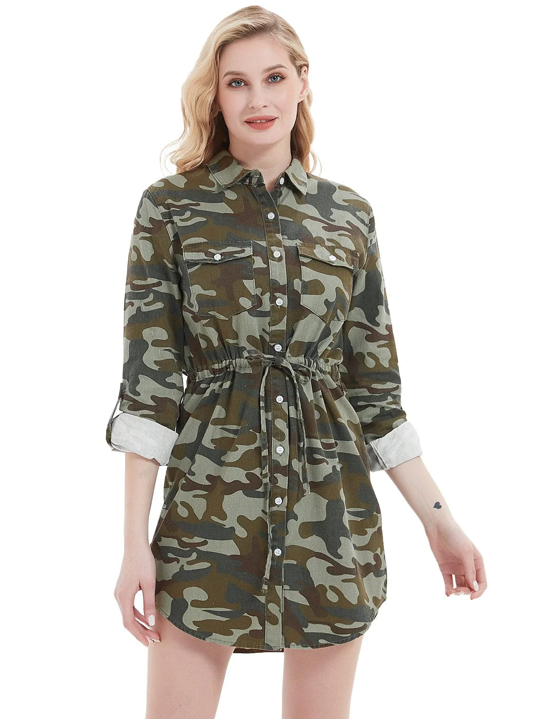 Denim Long Sleeve Jean Shirt Dress - Image 27