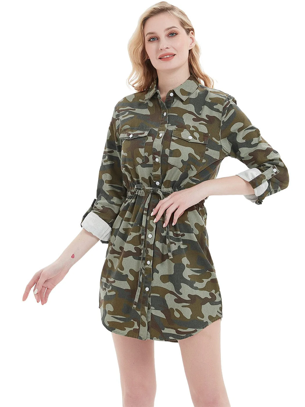 Denim Long Sleeve Jean Shirt Dress - Image 30